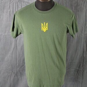 Graphic T-shirt - Ukraine Trident on Military Green - Men's Medium